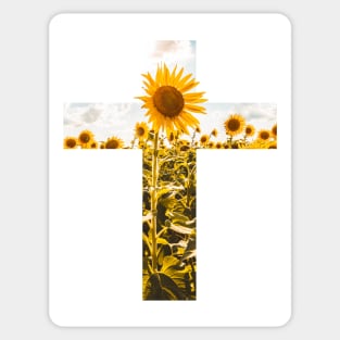 Christian Sunflower Cross Sticker